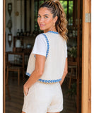 Women's Cropped Floral Embroidered Boho Cotton Vest | Zuza
