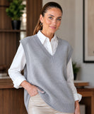 Women's Oversized Ribbed Knit V-Neck Sweater Vest | Menin