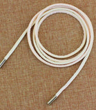 Women's thin rope belt in white vegan leather with gold metal tips