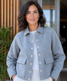 Women's bouclé blazer in grey, side view