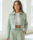 Comprar Conjunto Feminino Alfaiataria com Blazer Cropped de Linho ZARA