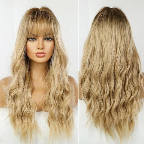 Long Wavy Lace Wig with Bangs Long Wavy Lace Wig with Bangs