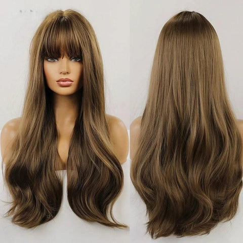 Long Wavy Lace Wig with Bangs Long Wavy Lace Wig with Bangs