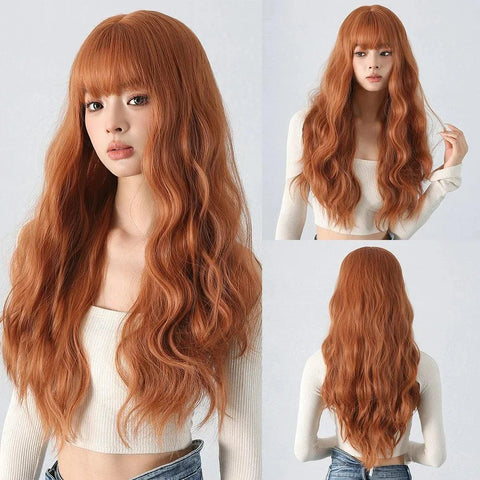 Long Wavy Lace Wig with Bangs Long Wavy Lace Wig with Bangs