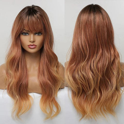 Long Wavy Lace Wig with Bangs Long Wavy Lace Wig with Bangs