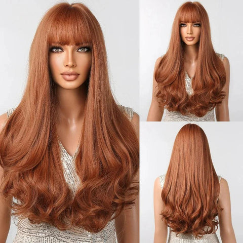 Long Wavy Lace Wig with Bangs Long Wavy Lace Wig with Bangs