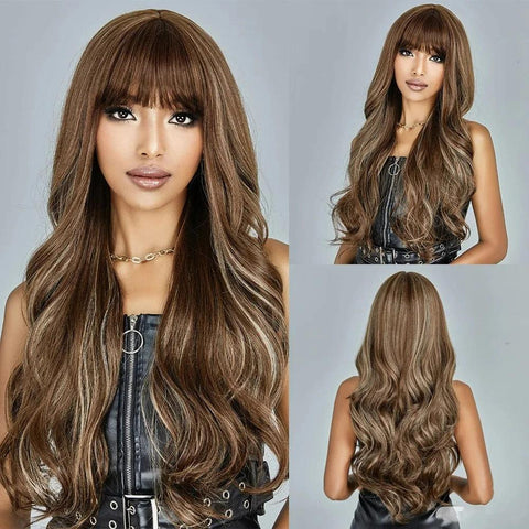 Long Wavy Lace Wig with Bangs Long Wavy Lace Wig with Bangs