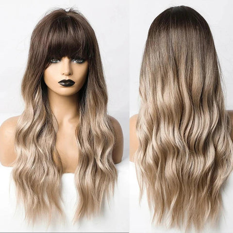 Long Wavy Lace Wig with Bangs Long Wavy Lace Wig with Bangs