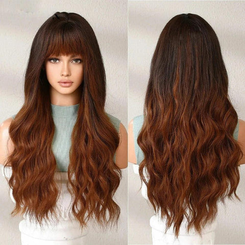 Long Wavy Lace Wig with Bangs Long Wavy Lace Wig with Bangs