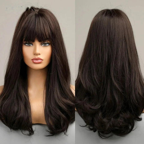 Long Wavy Lace Wig with Bangs Long Wavy Lace Wig with Bangs