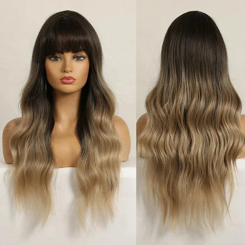 Long Wavy Lace Wig with Bangs Long Wavy Lace Wig with Bangs
