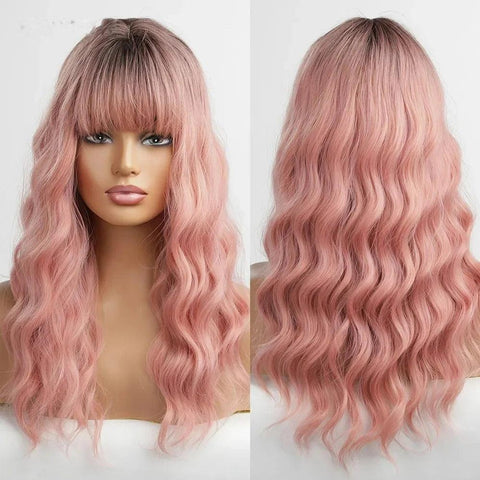 Long Wavy Lace Wig with Bangs Long Wavy Lace Wig with Bangs