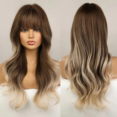 Long Wavy Lace Wig with Bangs Long Wavy Lace Wig with Bangs