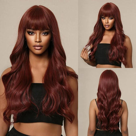 Long Wavy Lace Wig with Bangs Long Wavy Lace Wig with Bangs