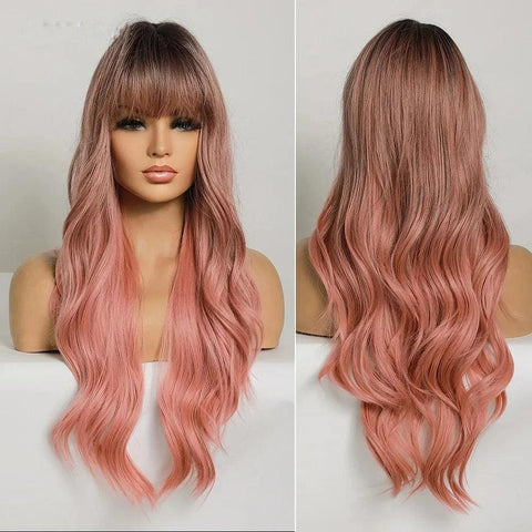 Long Wavy Lace Wig with Bangs Long Wavy Lace Wig with Bangs