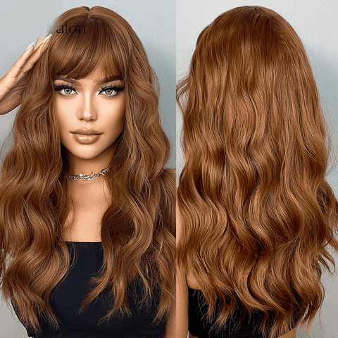 Long Wavy Lace Wig with Bangs Long Wavy Lace Wig with Bangs