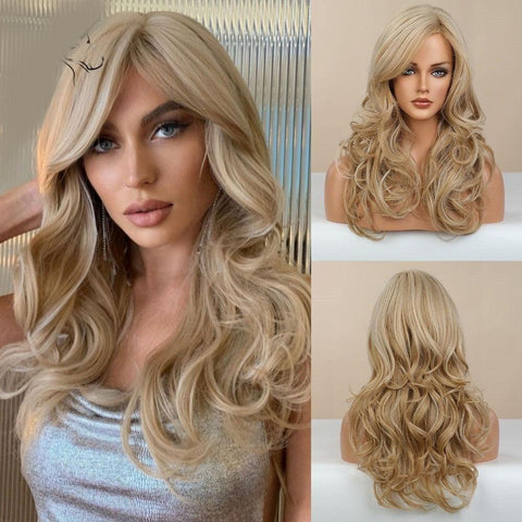 Long Wavy Lace Wig with Bangs Long Wavy Lace Wig with Bangs