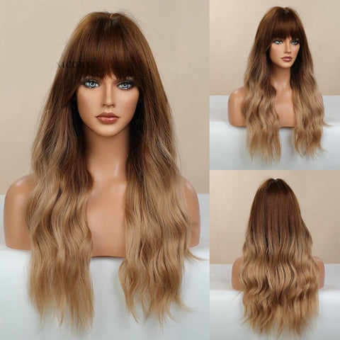 Long Wavy Lace Wig with Bangs Long Wavy Lace Wig with Bangs