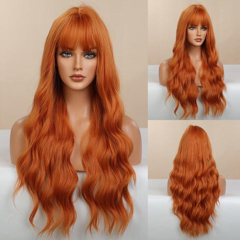 Long Wavy Lace Wig with Bangs Long Wavy Lace Wig with Bangs