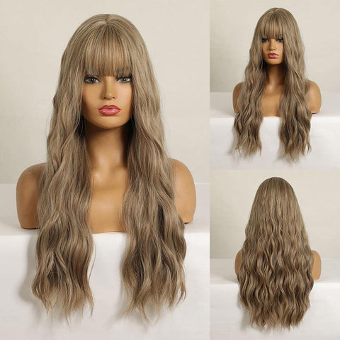 Long Wavy Lace Wig with Bangs Long Wavy Lace Wig with Bangs