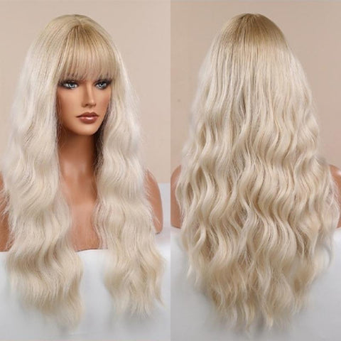 Long Wavy Lace Wig with Bangs Long Wavy Lace Wig with Bangs