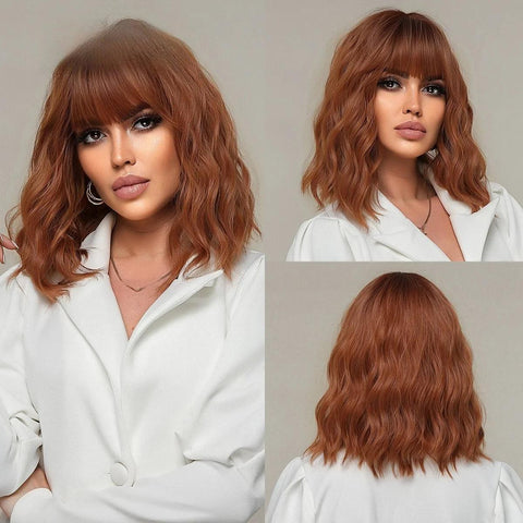 Medium Wavy Lace Wig with Bangs Medium Wavy Lace Wig with Bangs