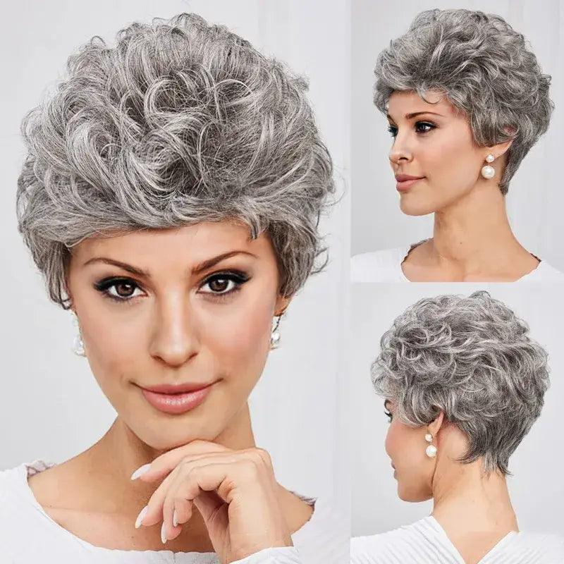 Short gray wavy wig - Heat resistant synthetic fiber, modern style, and lasting comfort. Ideal for all occasions - Anellace Short gray wavy wig - Heat resistant synthetic fiber, modern style, and lasting comfort. Ideal for all occasions - Anellace