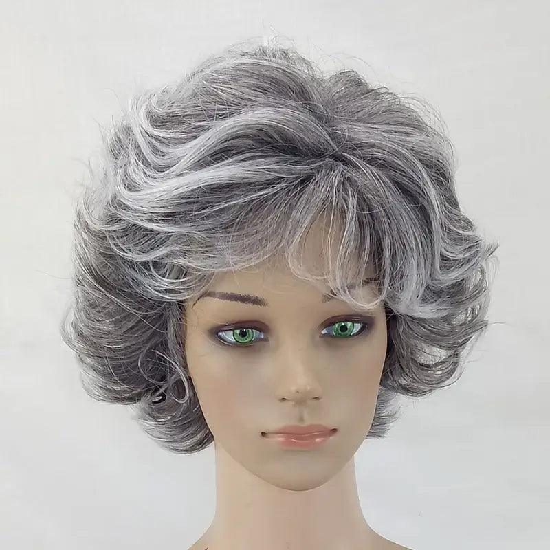 Short gray wavy wig - Heat resistant synthetic fiber, modern style, and lasting comfort. Ideal for all occasions - Anellace Short gray wavy wig - Heat resistant synthetic fiber, modern style, and lasting comfort. Ideal for all occasions - Anellace