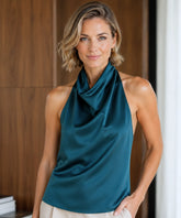 Women's Draped Satin Halter Top | Leti