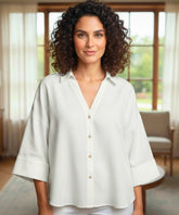 Comprar blusa feminina manga longa algodão linho branco modelagem ampla casual trabalho barato ou em promoção ZARA