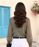 Comprar blusa manga longa feminina chiffon preto e branco com estampa para looks casuais e elegantes no trabalho em promoção ZARA