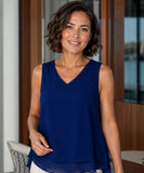 Women’s Sleeveless Chiffon Dressy Top with V-Neck | Chloe
