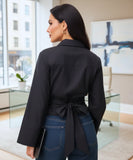 Comprar blusa social feminina em algodão preto com manga longa para trabalho e ocasiões especiais barato ZARA