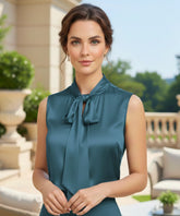 Comprar blusa social feminina em cetim seda com laço gola gravata elegante para trabalho e dia a dia com preço especial ZARA