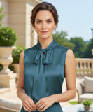 Comprar blusa social feminina em cetim seda com laço gola gravata elegante para trabalho e dia a dia com preço especial ZARA