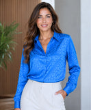 Women’s Long Sleeve Satin Animal Print Blouse | Stela