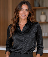 Women’s Long Sleeve Satin Animal Print Blouse | Stela