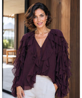 Women's Long Sleeve Ruffle Chiffon Blouse | Fer