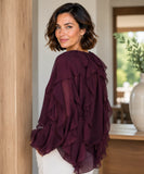 Women's Long Sleeve Ruffle Chiffon Blouse | Fer