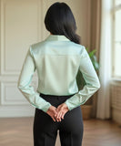 Women's Long Sleeve Silky Satin Blouse Classic Fit | Tilly