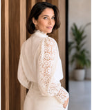 Women’s Lace Blouse with Puff Sleeves and High Neck | Ariel