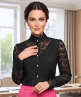 Comprar blusa social feminina renda preto para looks sofisticados no trabalho ou eventos barato AMARO