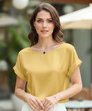 Women’s Satin Short Sleeve Dressy Top Elegant | Chassie