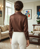 Women's Silk Long Sleeve Blouse with Classic Collar | Lady
