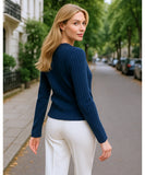 Women's Ribbed Knit Top Long Sleeve Elegant | Hadiya