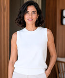Women's oversized ribbed sweater vest in Ivory