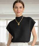 Comprar Blusa tricot feminina gola alta sem manga elegante para looks casuais e urbanos barato ZARA
