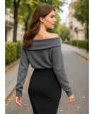Women’s Cashmere Feel Knit Top with Drape Neck | Amora