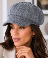 Women's Grey Cotton Newsboy Cap