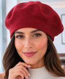 Women's Burgundy Cashmere-Blend Wool Beret